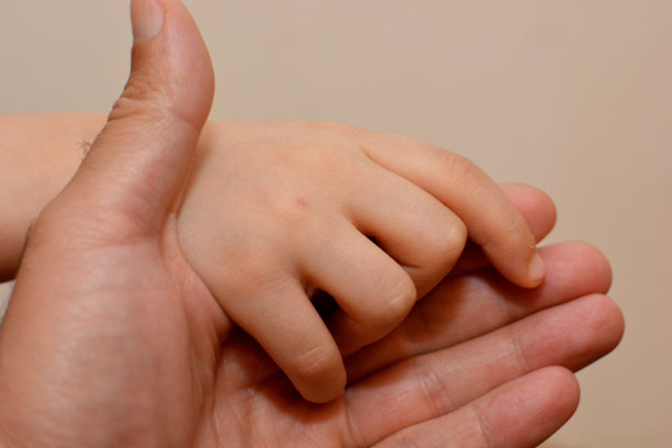 父子牵手，父亲节概念，象征家庭的爱与信任图片下载