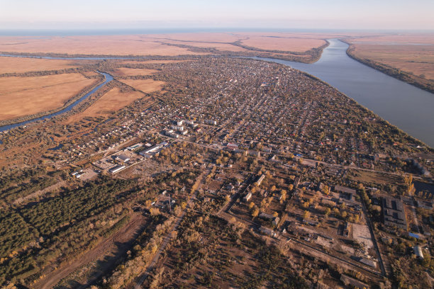 维尔科沃城鸟瞰图(乌克兰威尼斯，水上城市)图片下载