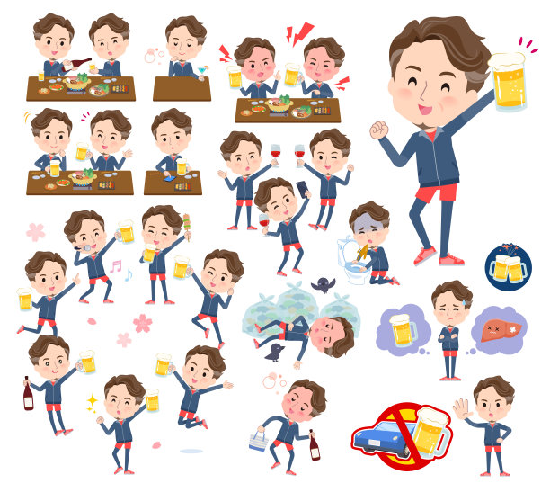 一套中年男子的运动服与酒精有关图片下载