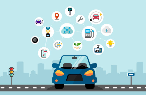 智能汽车概念矢量横幅插图图片下载