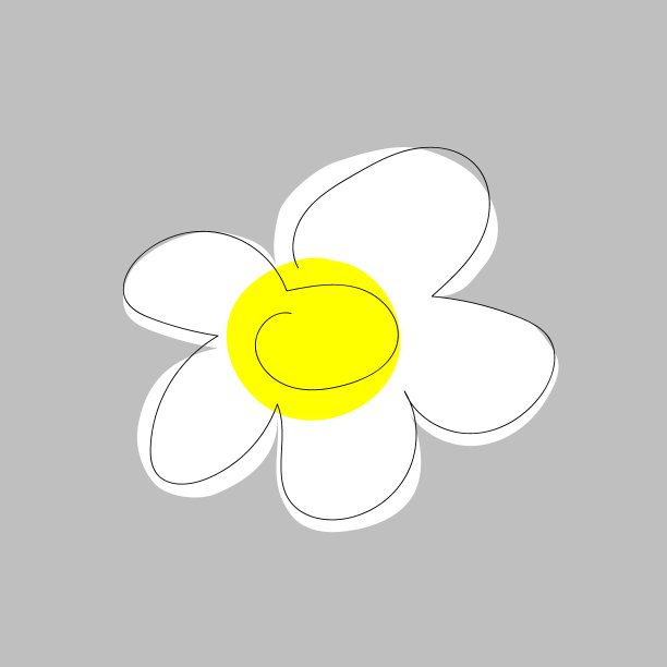 白色的花与黄色中心在透明的背景。向量图片下载