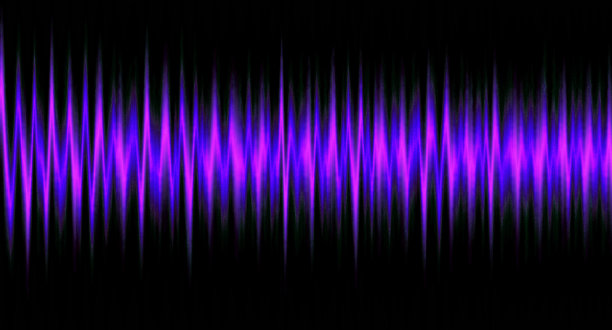 黑色背景上的粉红和海军蓝振动声波。图片下载
