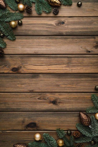 古老的圣诞背景与冷杉装饰框架图片下载