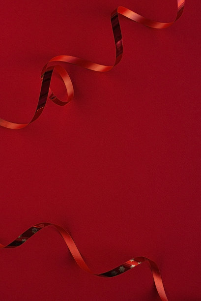 红色背景丝带圣诞节图片下载