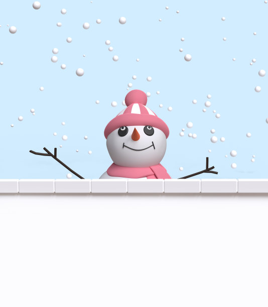 可爱的卡通雪人拿着空白的横幅图片下载