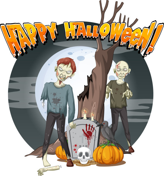 令人毛骨悚然的僵尸在满月的背景图片下载