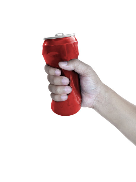 手拿压缩罐，在白色背景上隔离图片下载