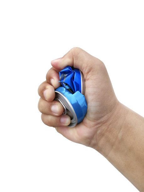 手拿压缩罐，在白色背景上隔离图片下载