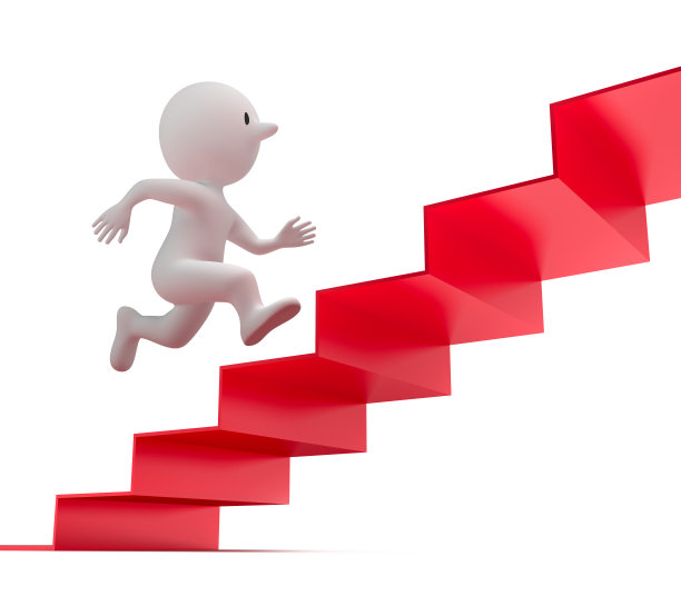 红色台阶上的小喜剧演员图片下载