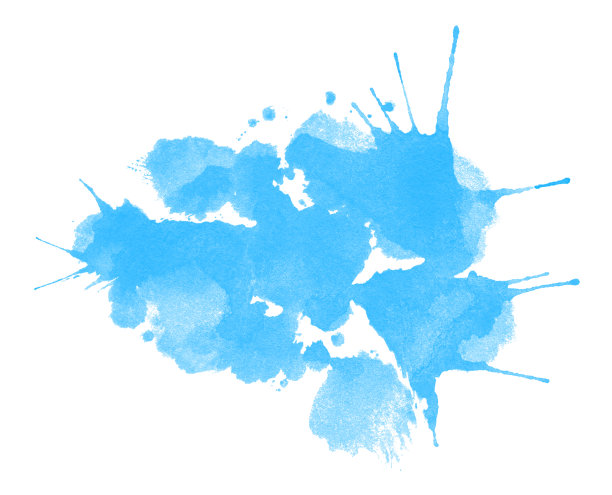 抽象的蓝色水彩形状作为背景孤立在白色上。水彩剪贴画图片下载