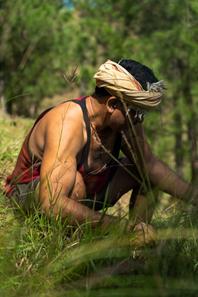 农民在山上砍庄稼和草图片下载