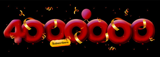 横幅上有40万粉丝，以3d红色气球和彩色纸屑的形式感谢你。矢量插图3d数字社交媒体400万粉丝感谢，博客庆祝订户，喜欢图片下载