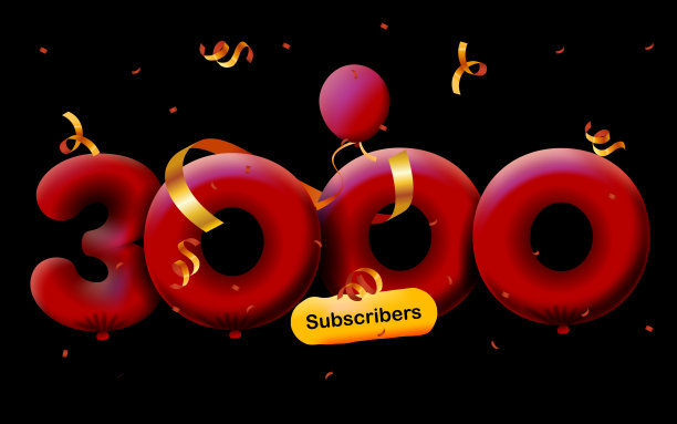 横幅上有3K的追随者，以3d红色气球和彩色纸屑的形式感谢你。矢量插图3d数字社交媒体3000关注者感谢，博客庆祝订阅者，喜欢图片下载