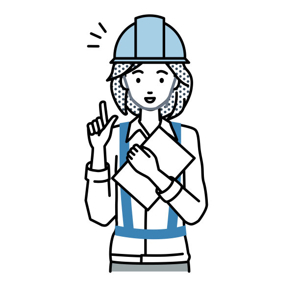 一名在建筑工地工作的妇女站在那里用手指着点子图片下载