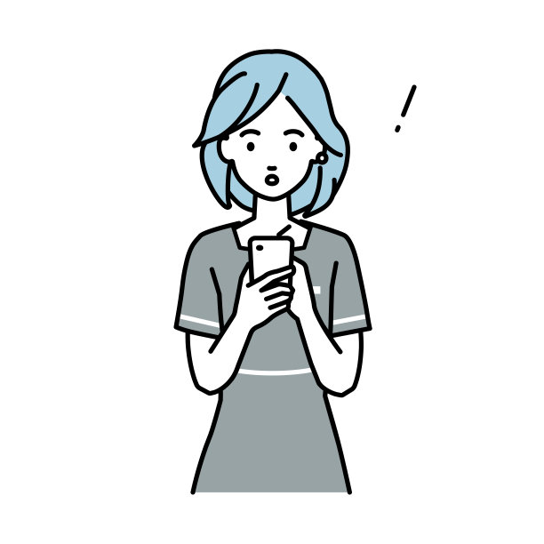 一位女美容师发现并注意到有东西站在那里，手里拿着智能手机在看图片下载