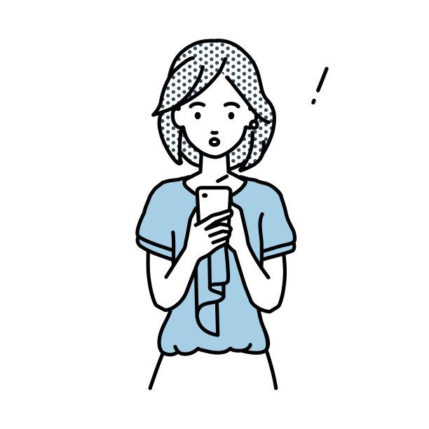 一名穿着休闲工作风格的女性发现并注意到一些东西，她站在那里看着，手里拿着智能手机图片下载