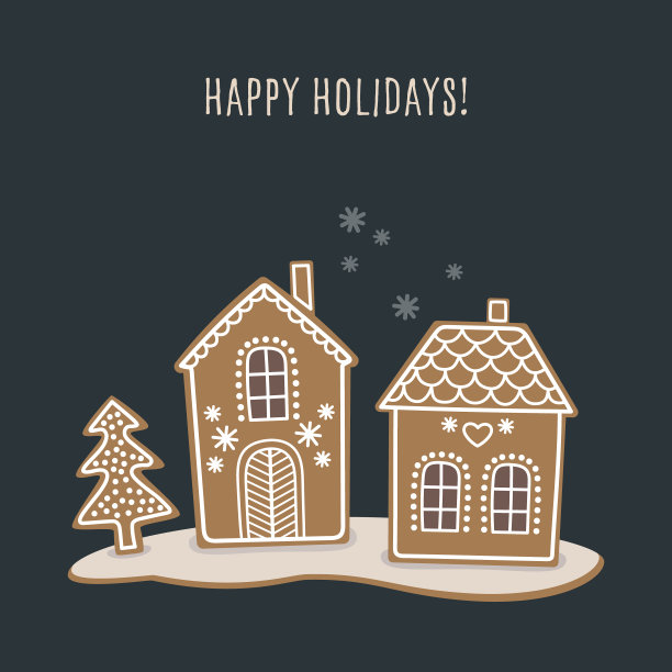 姜饼屋矢量插图。节日快乐贺卡。图片下载