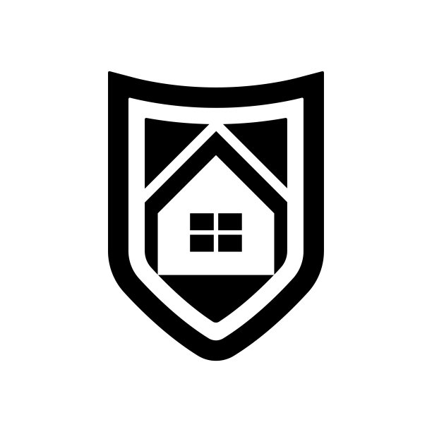 盾牌图标。警报和家庭安全。黑色的轮廓。前视图。矢量平面图形插图。在白色背景上孤立的物体。隔离。图片下载