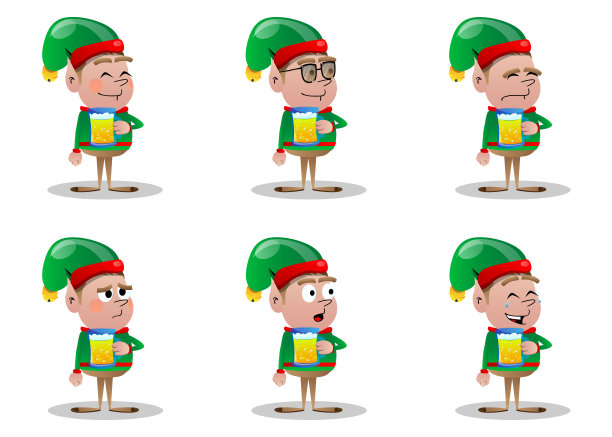 圣诞精灵喝啤酒。图片下载
