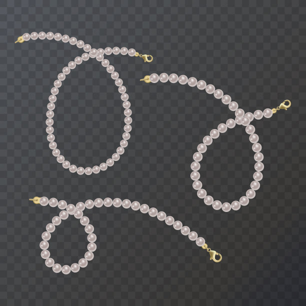 逼真的珍珠珠链。珍珠项链在黑暗的背景图片下载