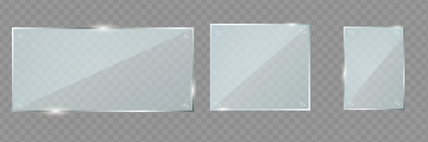 玻璃板块集。矢量玻璃横幅在透明的背景。图片下载