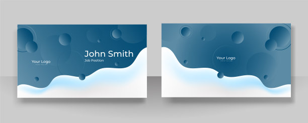 现代简约蓝色科技名片设计模板。现代名片-创意和干净的名片模板。图片下载