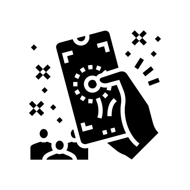 照片使在智能手机上游行字形图标矢量插图图片下载