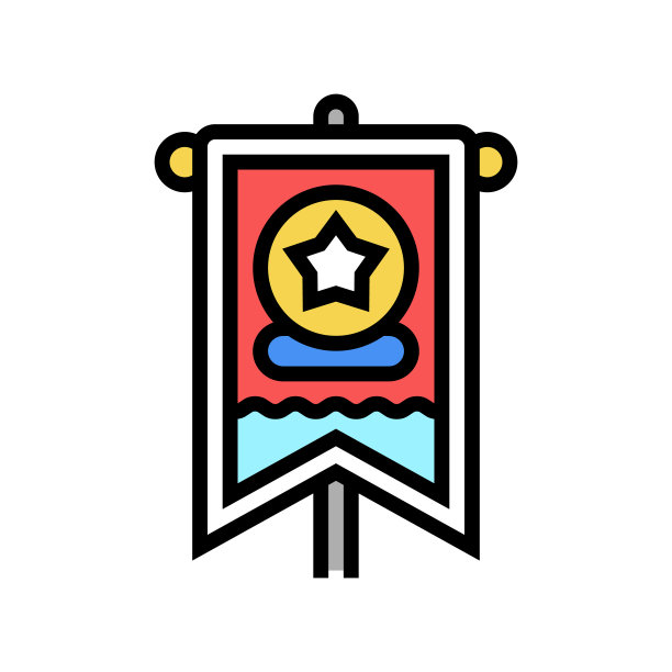 国旗游行节属性颜色图标矢量插图图片下载