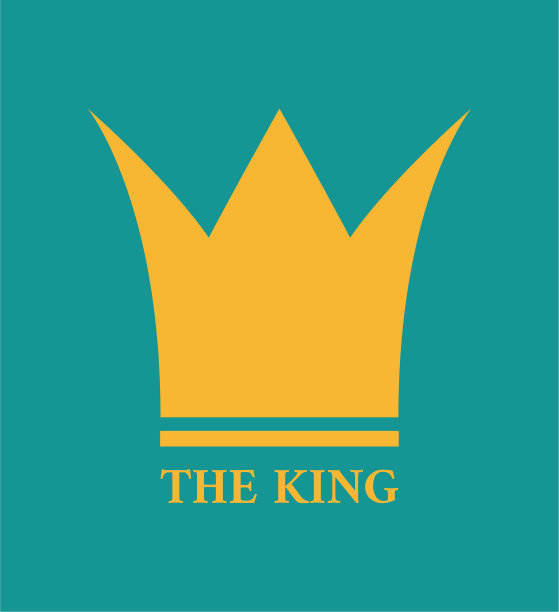 华丽的极简和纹理皇冠与国王文本，最小的概念。华丽的艺术品与对比色。为印刷，墙壁艺术和事件插图图片下载