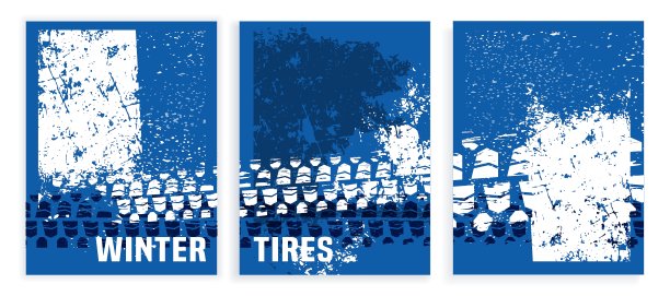 冬季轮胎海报集。可编辑的矢量集合图片下载