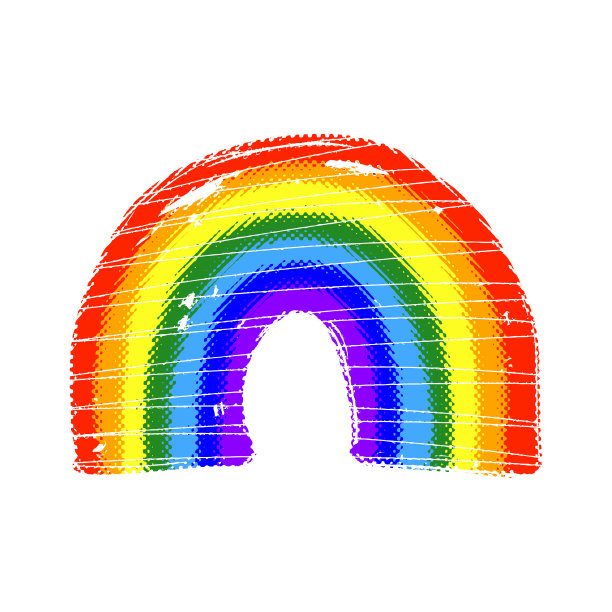 彩虹图标。彩色的破旧的剪影。矢量平面图形手绘插图。在白色背景上孤立的物体。隔离。图片下载