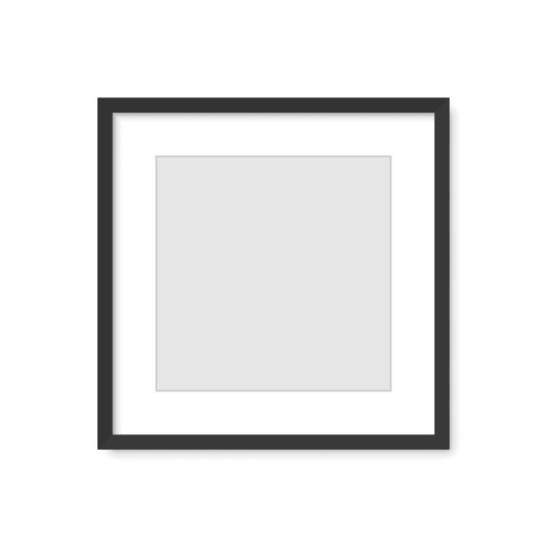 照片相框在墙上，向量白色的模型或空的海报。空的照片框架模型的图片或照片，现实的3D空白模板图片下载