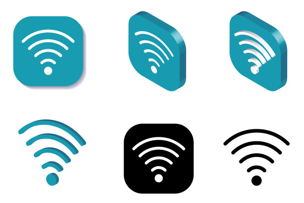 等距和平坦的Wifi图标设置图片下载