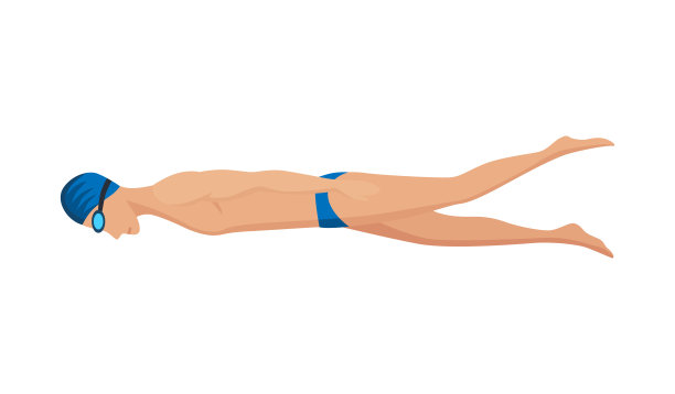 穿着泳装、戴着帽子和眼镜的游泳运动员的性格。人们在行动，姿势或从事水上运动。彩色矢量插图卡通风格孤立在白色背景图片下载