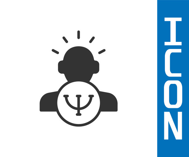 灰色心理学图标孤立在白色背景。Psi的象征。心理健康概念，心理分析和心理治疗。向量图片下载