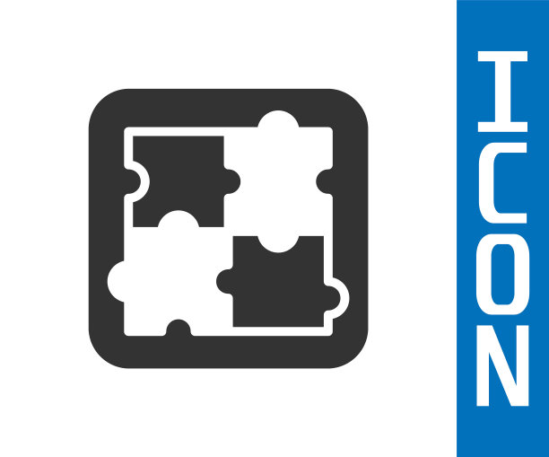 白色背景上心理学中解决问题的灰色图标。拼图。心理健康疗法。矢量图图片下载