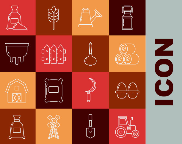 设置线拖拉机鸡鸡蛋在箱卷干草图片下载