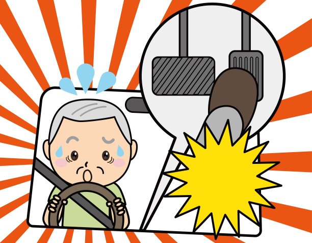 老人驾驶事故危险驾驶加速/插图素材(矢量插图)r刹车错误一步图片下载