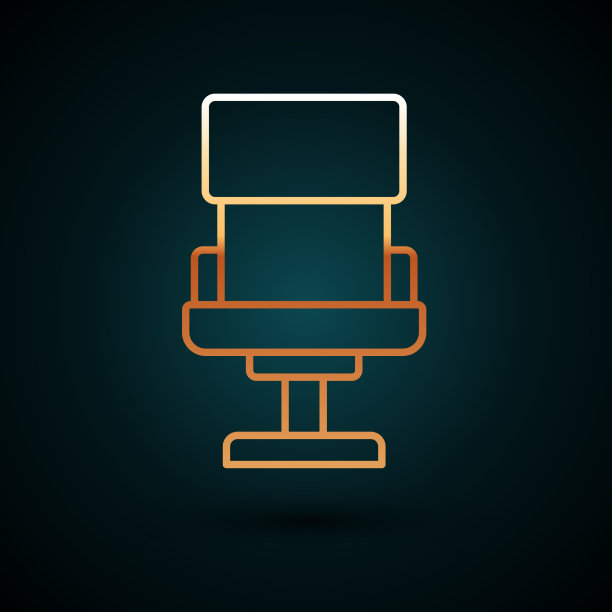 金线办公椅图标孤立在深蓝色图片下载