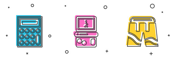 设置计算器、俄罗斯方块和短裤图标图片下载