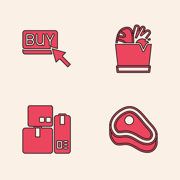 集牛排肉买纽扣购物袋和食品图片下载