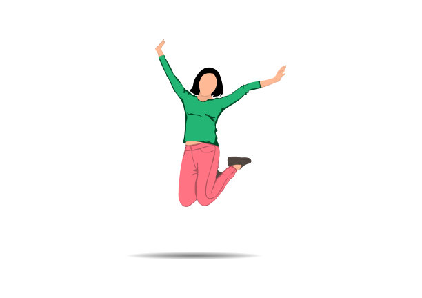 图形图像人物女人跳白色背景矢量插图图片下载