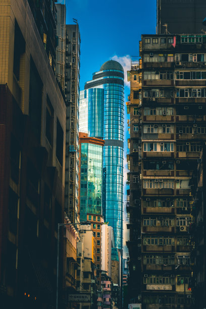 中国香港拥挤的住宅楼图片下载