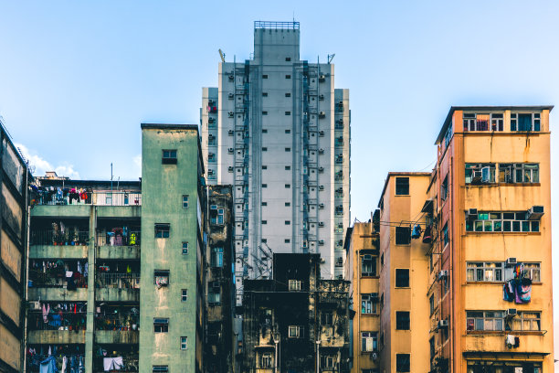中国香港拥挤的住宅楼图片下载