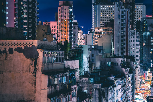 中国香港拥挤的住宅楼图片下载