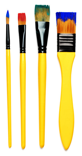 多色画笔套装(白色隔离)图片下载