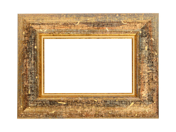 空镀金木画框。孤立在白色图片下载