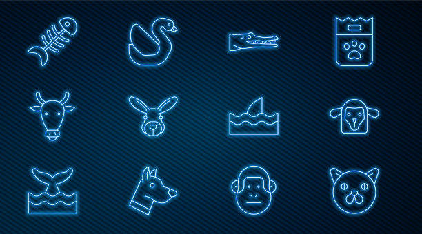 设线猫羊头鳄鱼兔牛图片下载