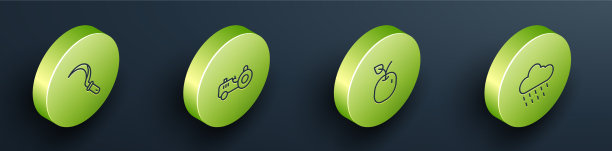 设置等距线镰刀拖拉机苹果和图片下载