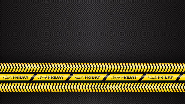 黑色星期五警告磁带，彩带。黑色星期五促销模板。背景有危险胶带，警用丝带变种标志。矢量插图。图片下载